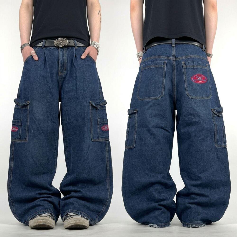 Vintage y2k stonewash cargo grunge baggy skater archive jeans